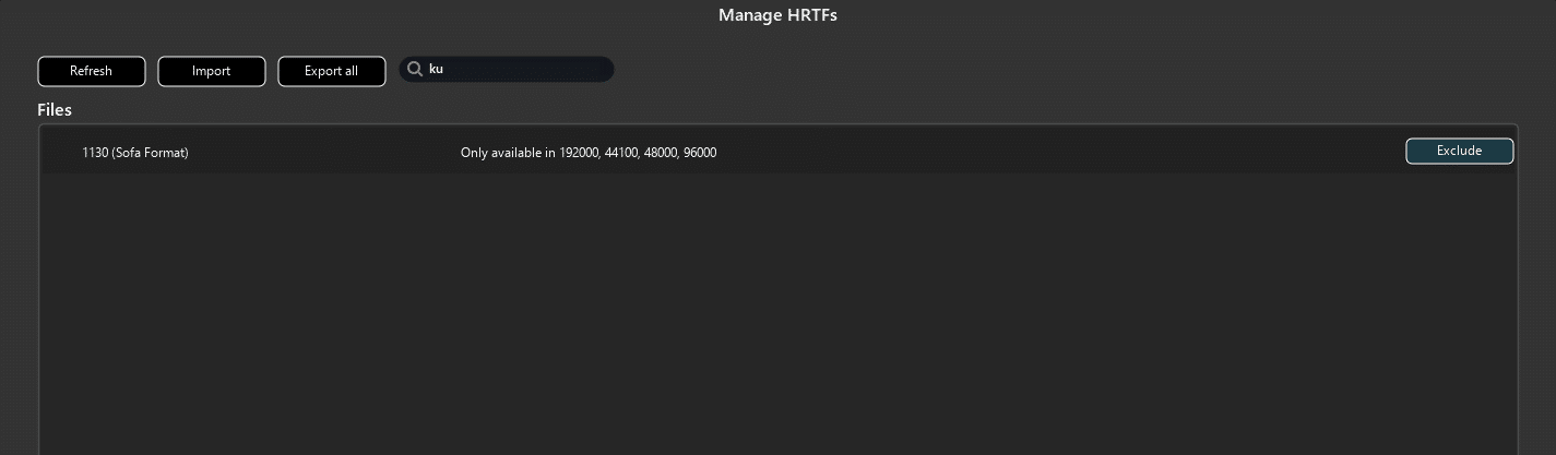 HRTF Manager